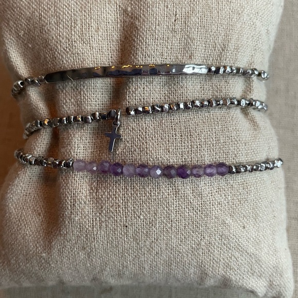 KEEP Collective Jewelry - KEEP Collective Stretch Trio Silver Faith Set